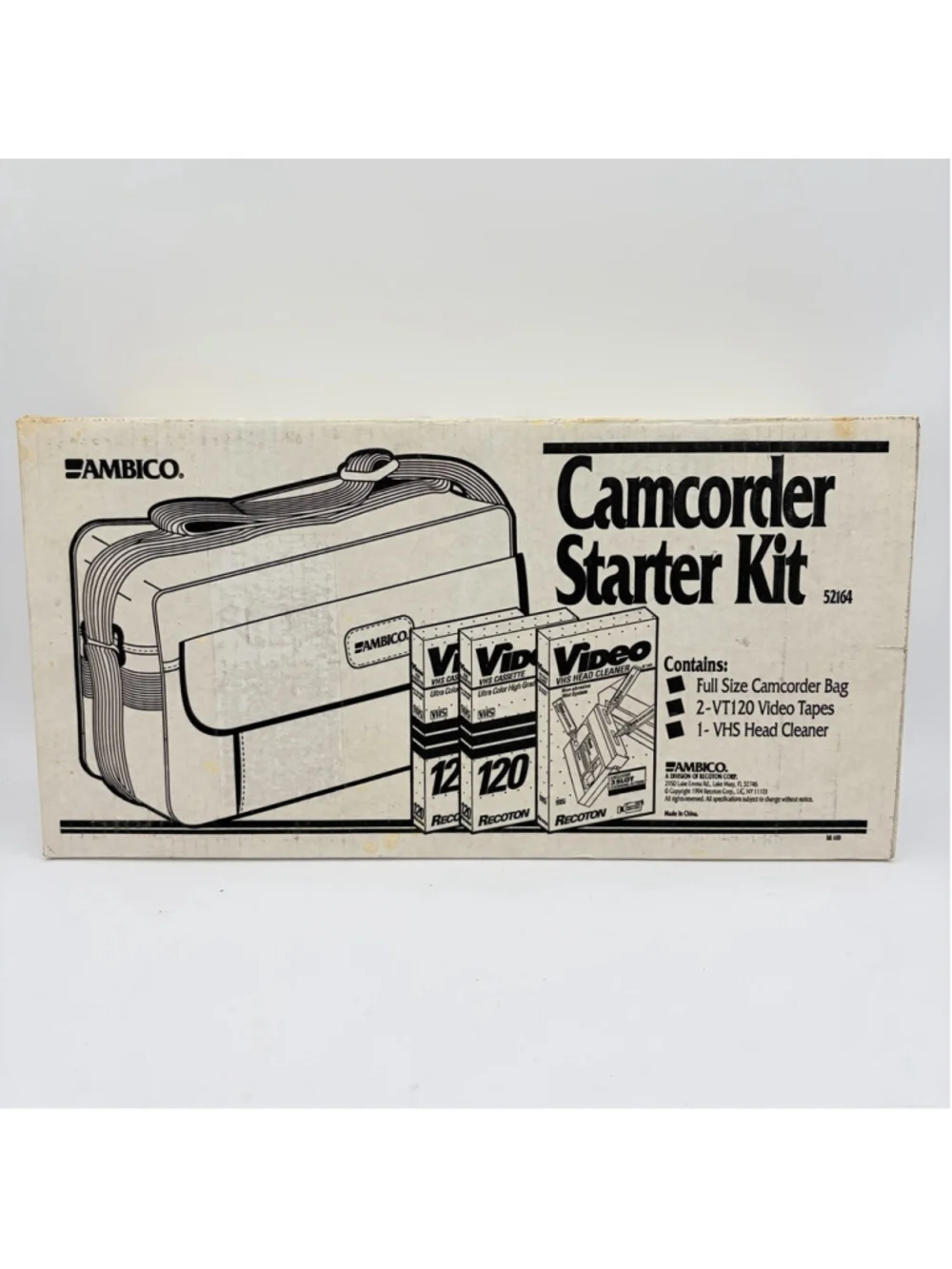 NEW AMBICO 52164 Camcorder Starter Kit V-0451 Bag 2 VT120 VHS Tapes V144 SEALED